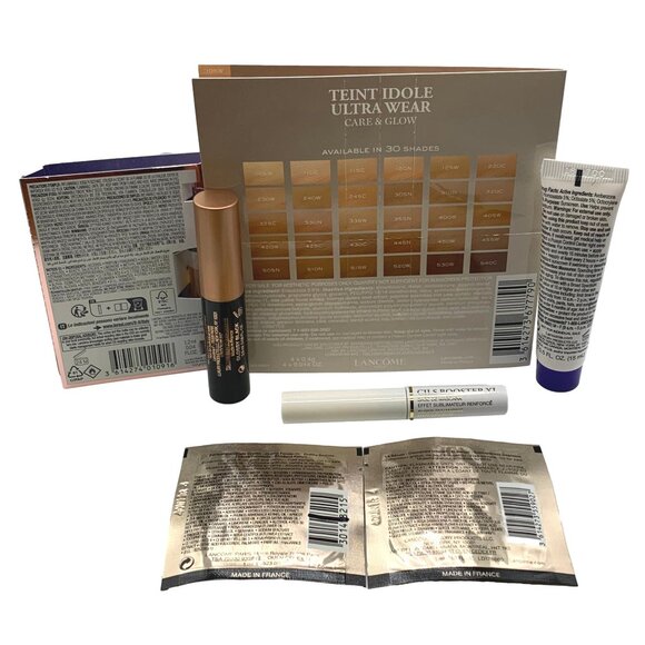 Lancome 8 Piece Gift Set Travel Skin Care & Makeup White Bag Mascara Absolue EDP - Picture 3 of 5